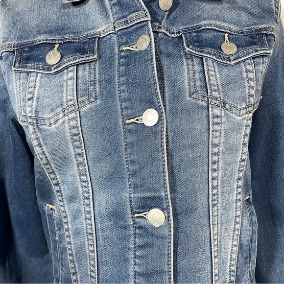 Eight Two Blue White Wash Collared Long Sleeve Denim Jacket SP - Picture 5 of 11